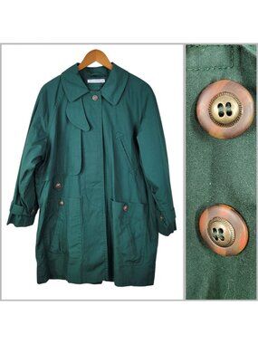 Vtg Misty Harbor All Weather Jacket Coat Size 12 Green Removable Flannel Liner